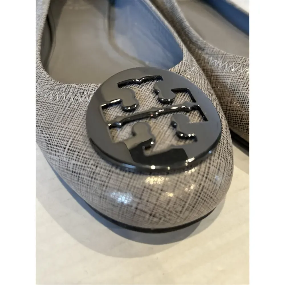 Rare Tory Burch Reva- lurex Silver/Metallic Flats Size 7, VGUC!!!
